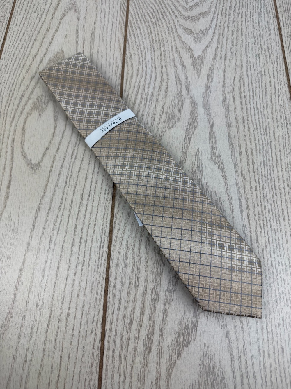 829 Perry Ellis Portfolio Men's Tie Gordan Grid fl_29 Taupe $55 Polyester